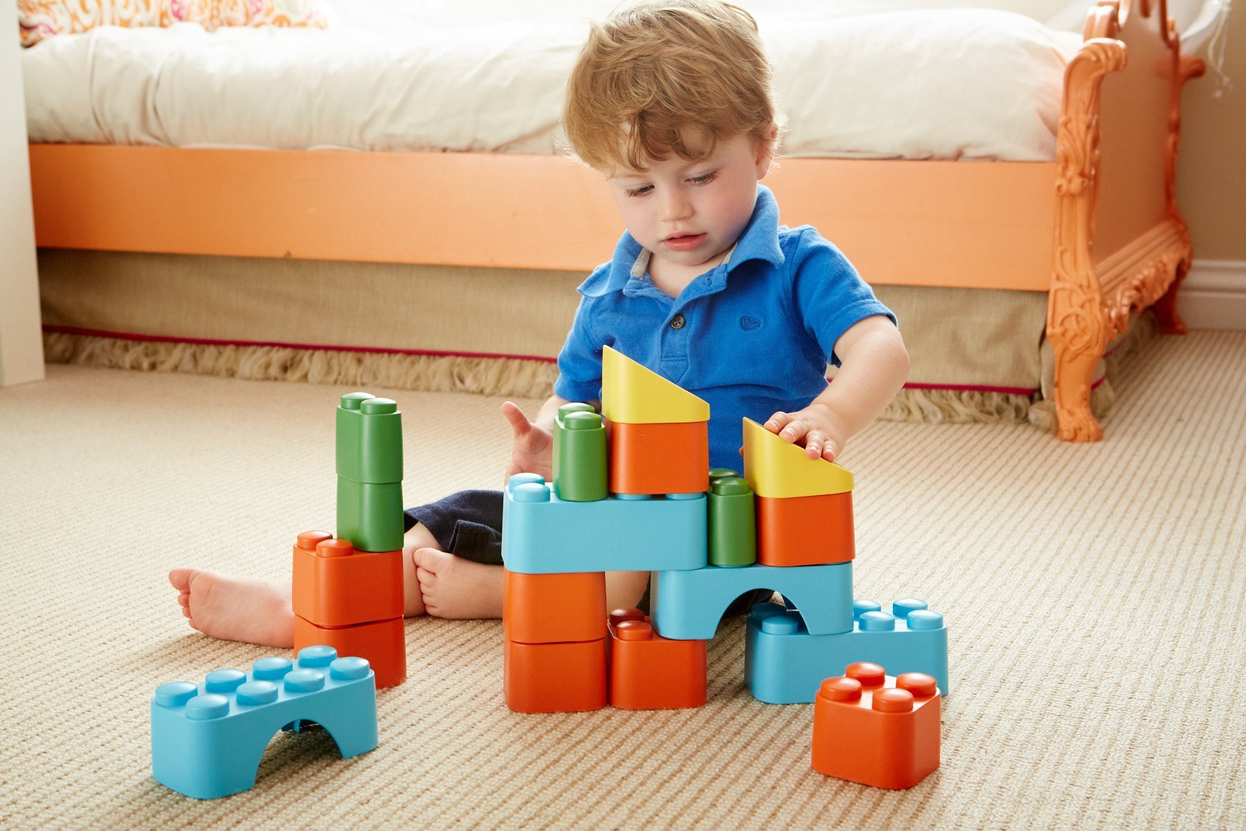 Green Toys Block Set - 18 Piece Pretend Play, Motor Skills, Building and Stacking Kids Toy Set. No BPA, phthatates, PVC. Dishwasher Safe, Recycled Plastic, Made in USA. - Image 3