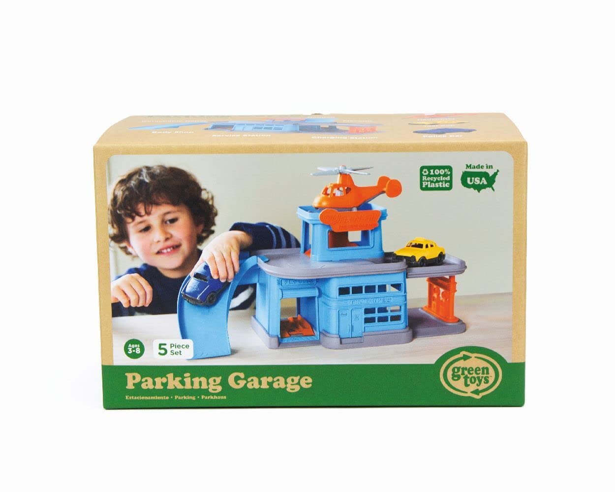 Green Toys Parking Garage - 5 Piece Pretend Play, Motor Skills, Language & Communication Kids Role Play Toy Playset. No BPA, phthalates, PVC. Dishwasher Safe, Recycled Plastic, Made in USA. - Image 11