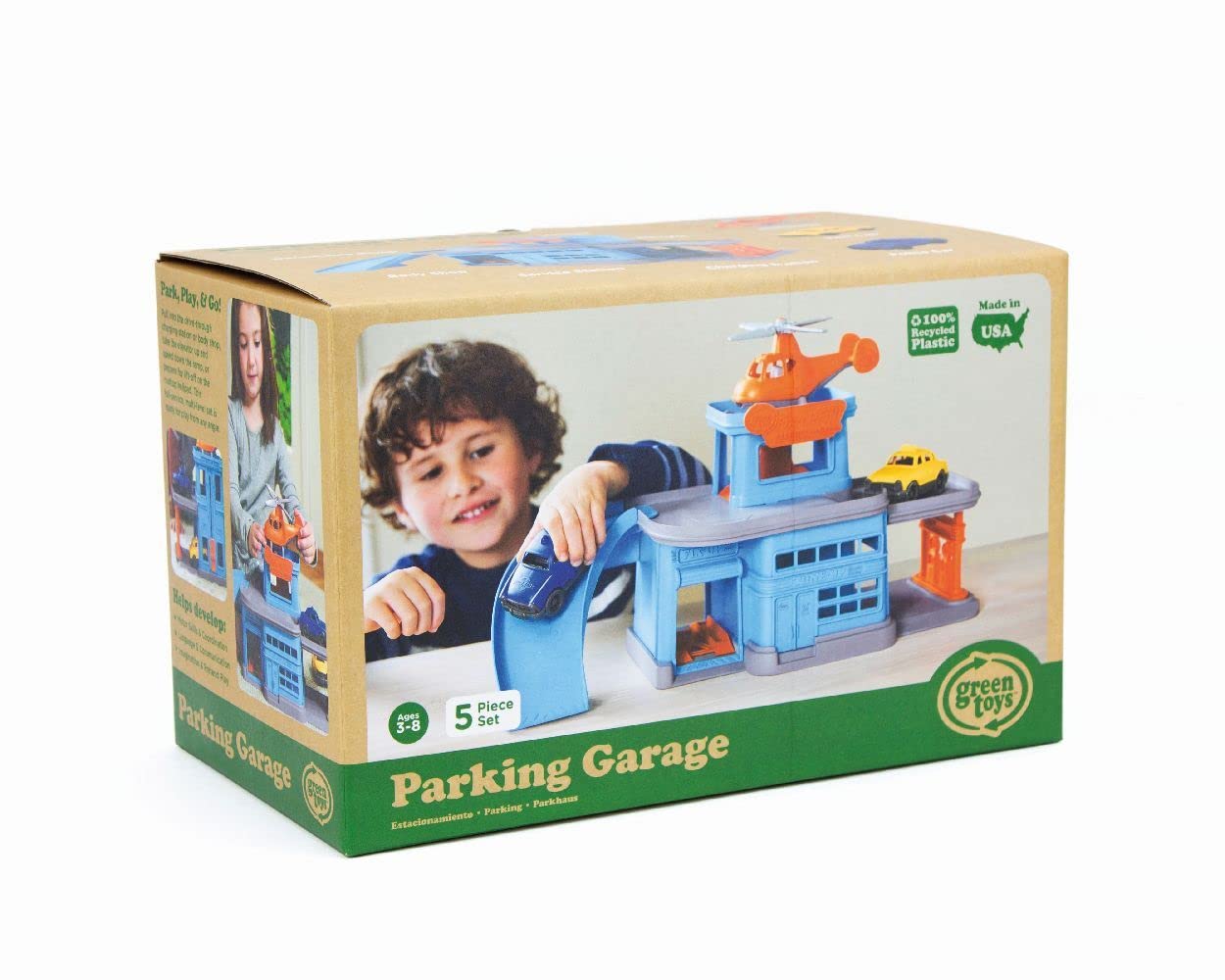 Green Toys Parking Garage - 5 Piece Pretend Play, Motor Skills, Language & Communication Kids Role Play Toy Playset. No BPA, phthalates, PVC. Dishwasher Safe, Recycled Plastic, Made in USA. - Image 12