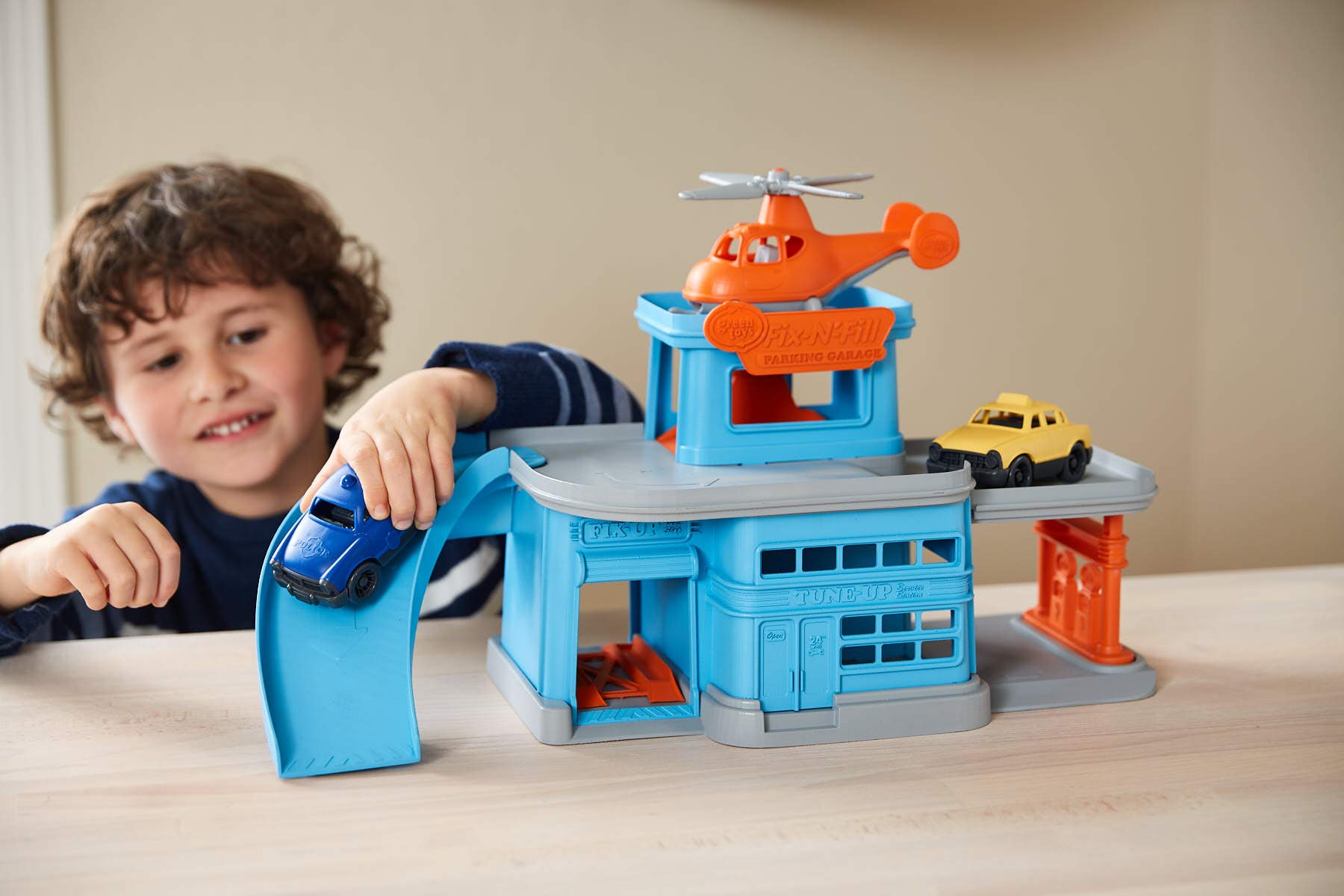 Green Toys Parking Garage - 5 Piece Pretend Play, Motor Skills, Language & Communication Kids Role Play Toy Playset. No BPA, phthalates, PVC. Dishwasher Safe, Recycled Plastic, Made in USA. - Image 5