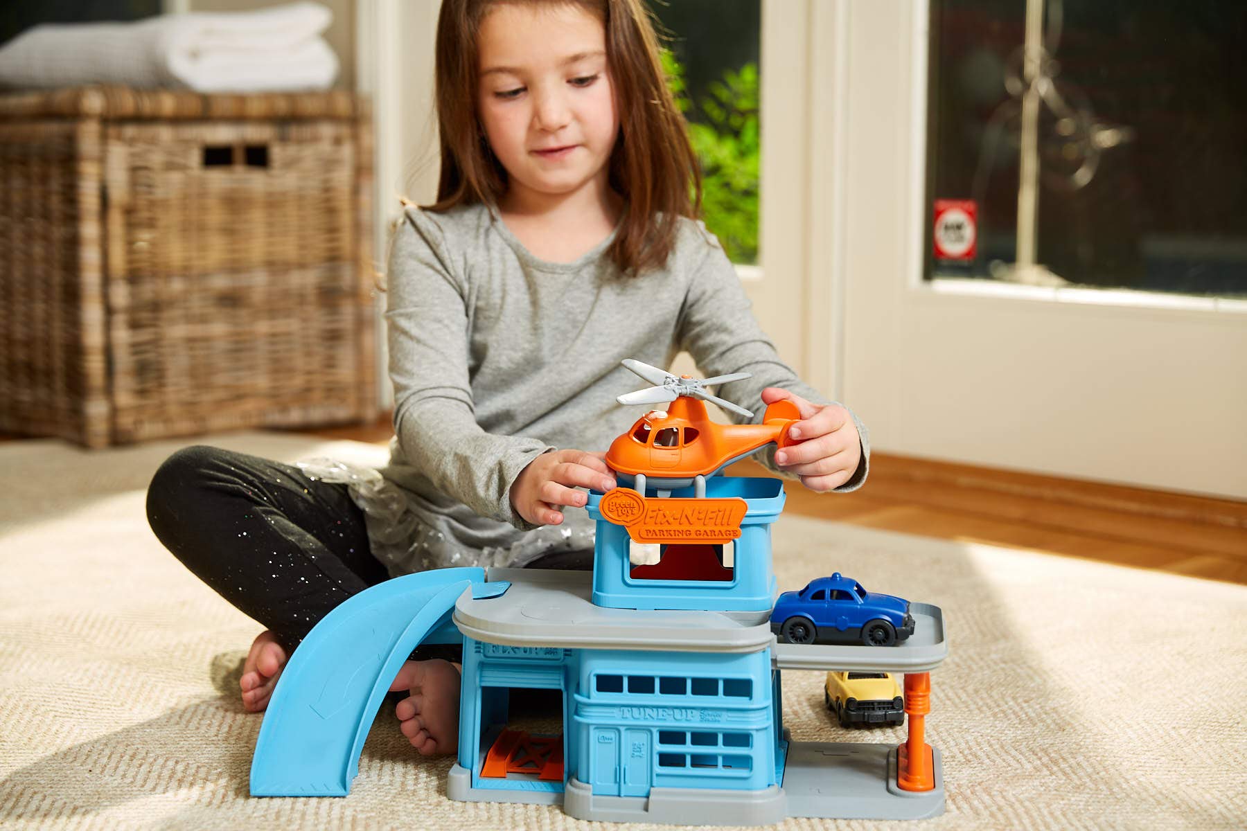 Green Toys Parking Garage - 5 Piece Pretend Play, Motor Skills, Language & Communication Kids Role Play Toy Playset. No BPA, phthalates, PVC. Dishwasher Safe, Recycled Plastic, Made in USA. - Image 7