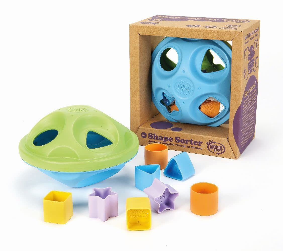 Green Toys Shape Sorter, Green/Blue - 10 Piece Motor Skills, Shape Categorization Kids Toy. Safe for Babies and Toddlers. No BPA, PVC. Dishwasher Safe, Recycled Plastic, Made in USA. - Image 8
