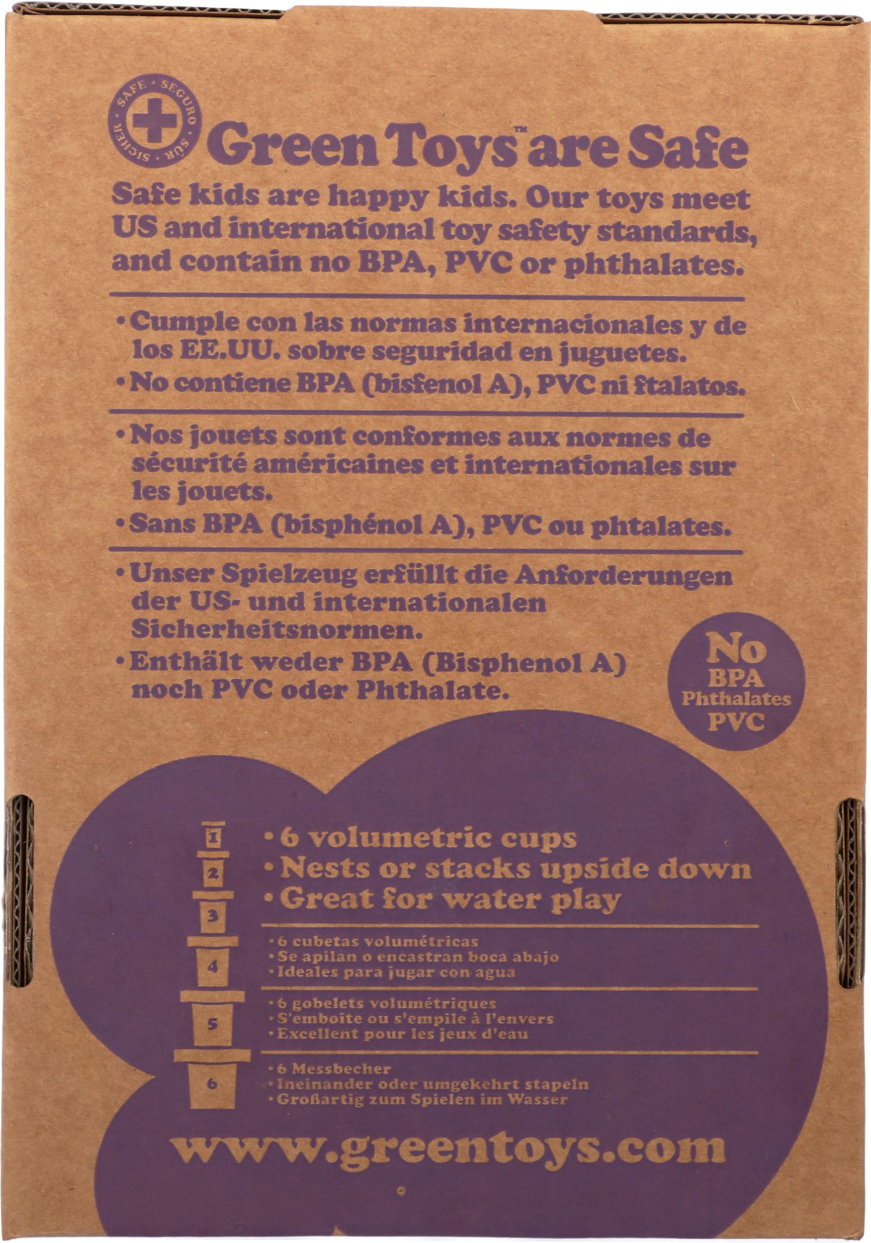 Green Toys Stacking Cups, Purple/Blue/Green - 6 Piece Motor Skills, Building, Stacking Toy Set. Safe for Babies and Toddlers. Dishwasher Safe, Recycled Plastic, Made in USA. - Image 3