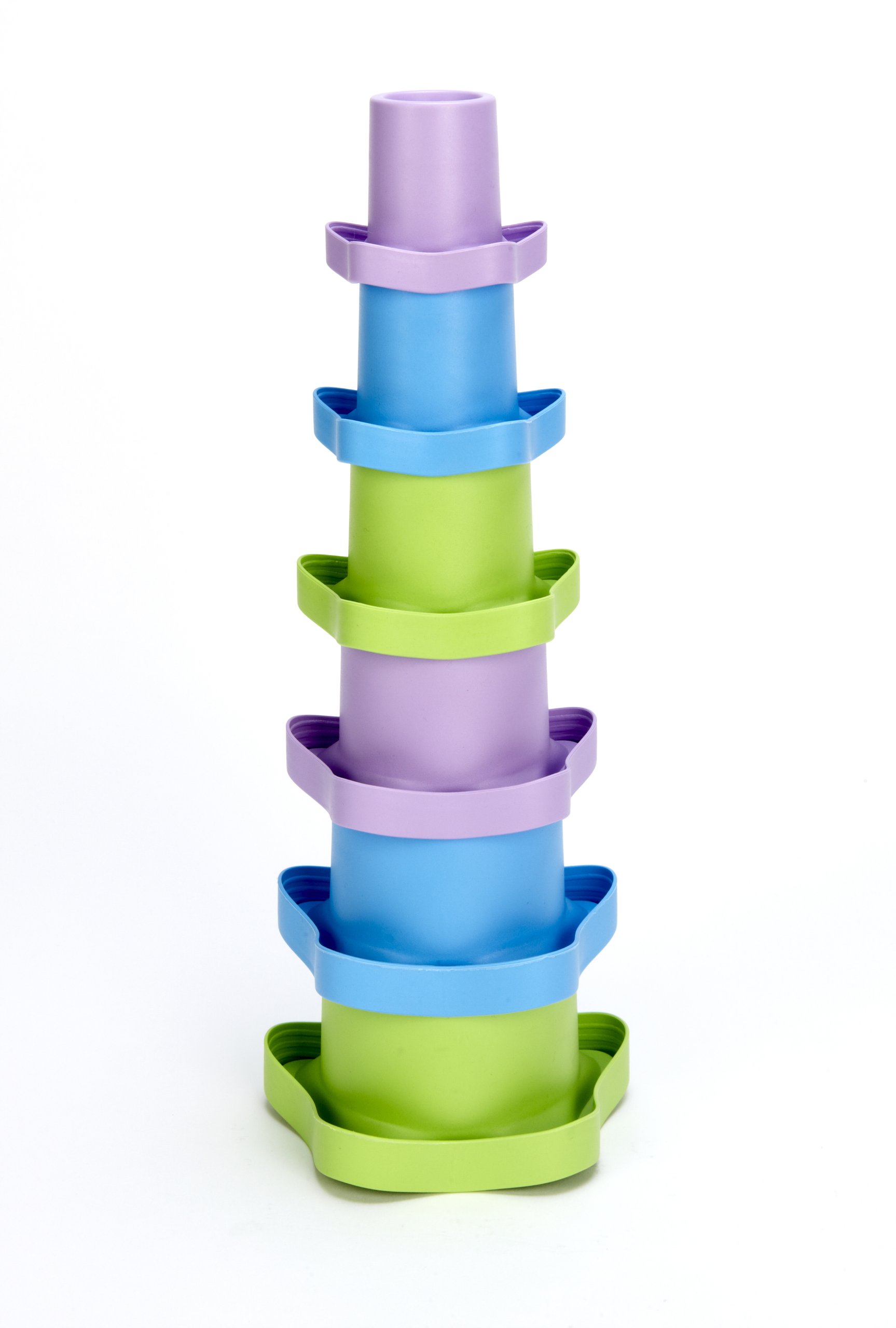 Green Toys Stacking Cups, Purple/Blue/Green - 6 Piece Motor Skills, Building, Stacking Toy Set. Safe for Babies and Toddlers. Dishwasher Safe, Recycled Plastic, Made in USA. - Image 4