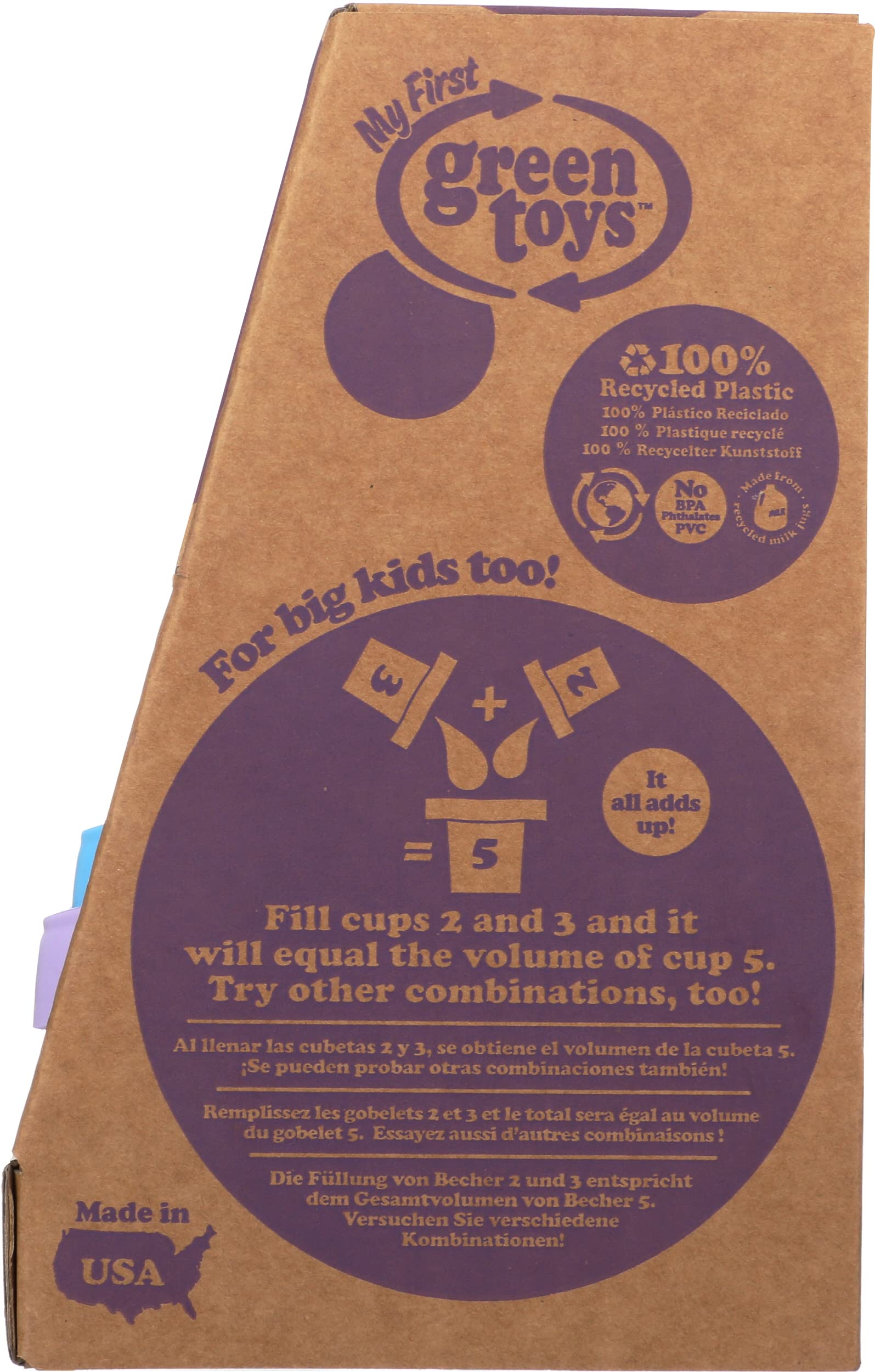 Green Toys Stacking Cups, Purple/Blue/Green - 6 Piece Motor Skills, Building, Stacking Toy Set. Safe for Babies and Toddlers. Dishwasher Safe, Recycled Plastic, Made in USA. - Image 9