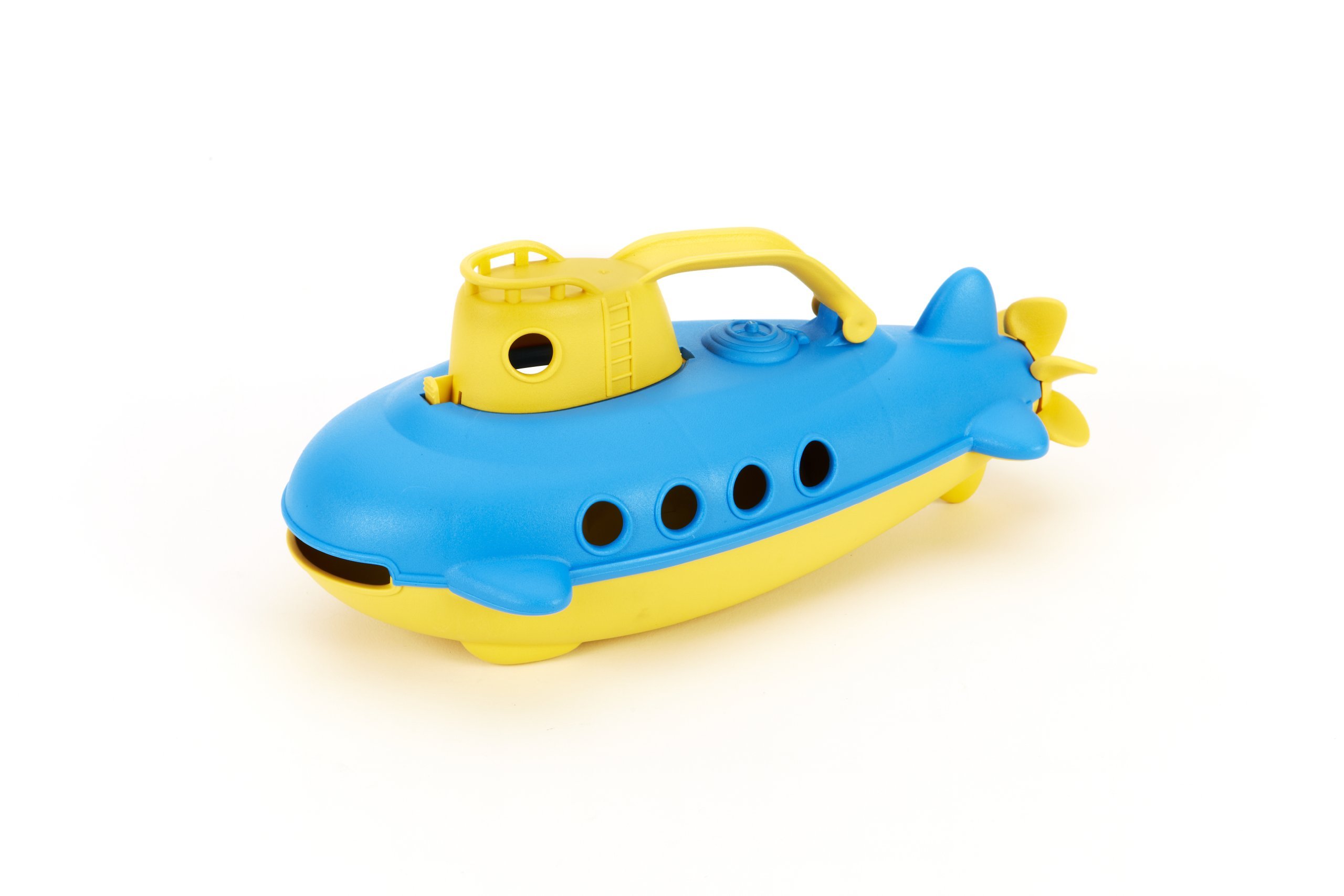 Green Toys Submarine in Yellow & blue - BPA Free, Phthalate Free, Bath Toy with Spinning Rear Propeller. Safe Toys for Toddlers, Babies - Image 3