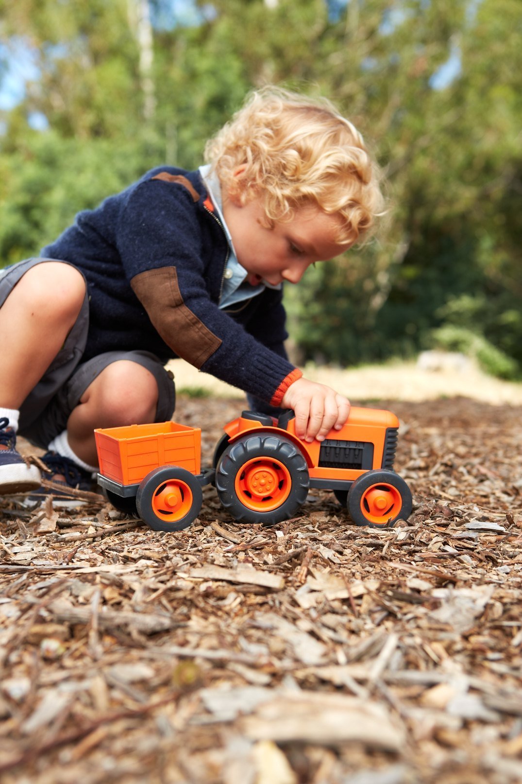 Green Toys Tractor, Orange - Pretend Play, Motor Skills, Kids Toy Vehicle. No BPA, phthalates, PVC. Dishwasher Safe, Recycled Plastic - Image 6