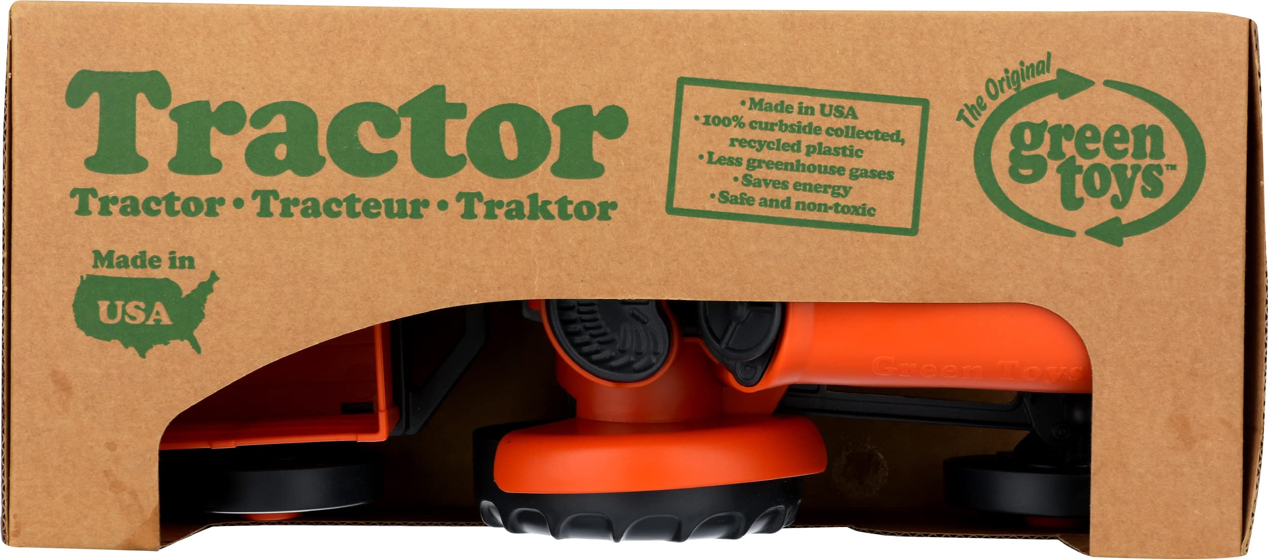 Green Toys Tractor, Orange - Pretend Play, Motor Skills, Kids Toy Vehicle. No BPA, phthalates, PVC. Dishwasher Safe, Recycled Plastic - Image 7