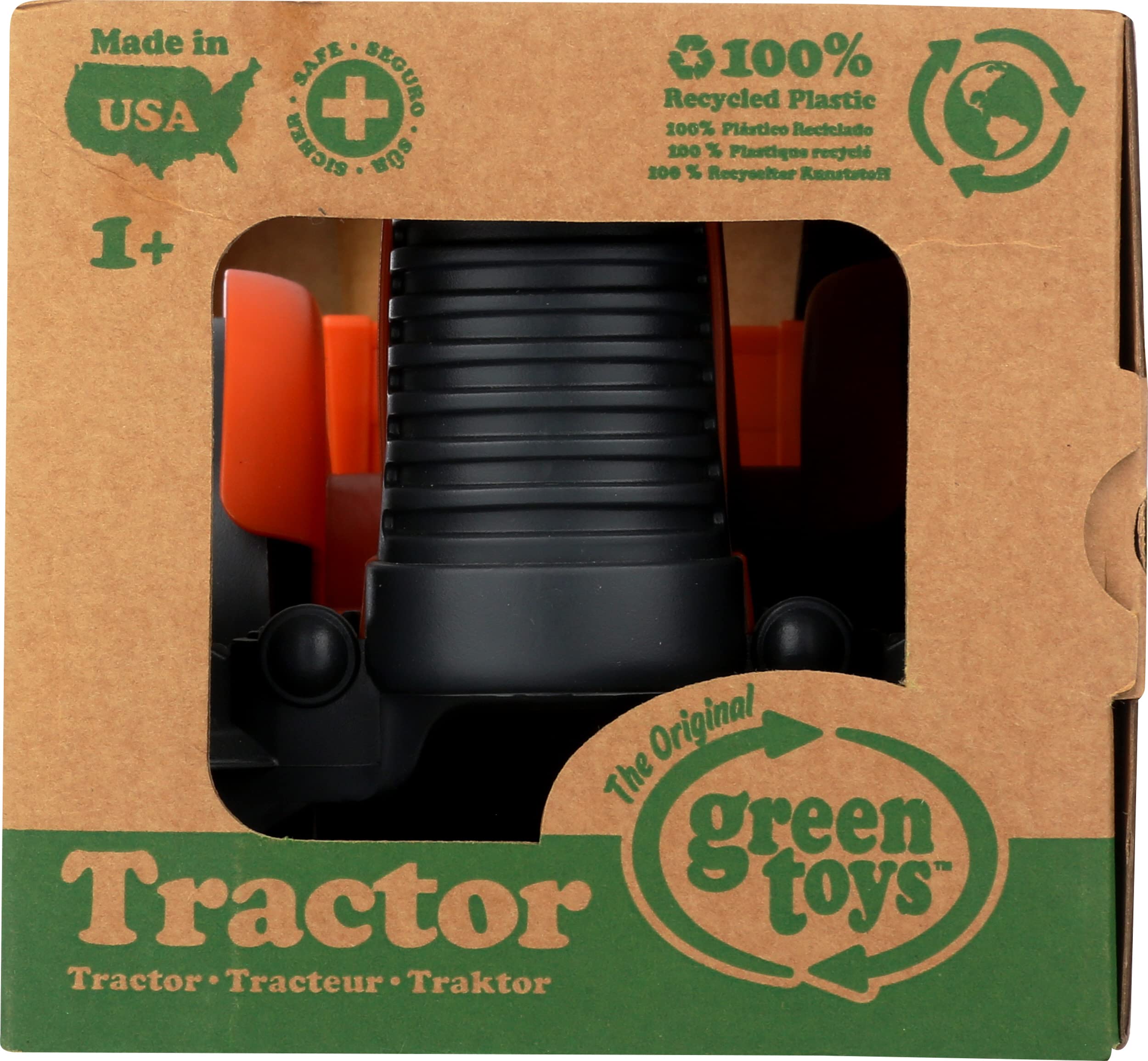 Green Toys Tractor, Orange - Pretend Play, Motor Skills, Kids Toy Vehicle. No BPA, phthalates, PVC. Dishwasher Safe, Recycled Plastic - Image 9